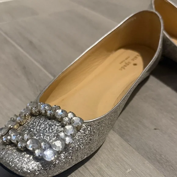 Kate Spade Silver Embellished Flats - Picture 2 of 7